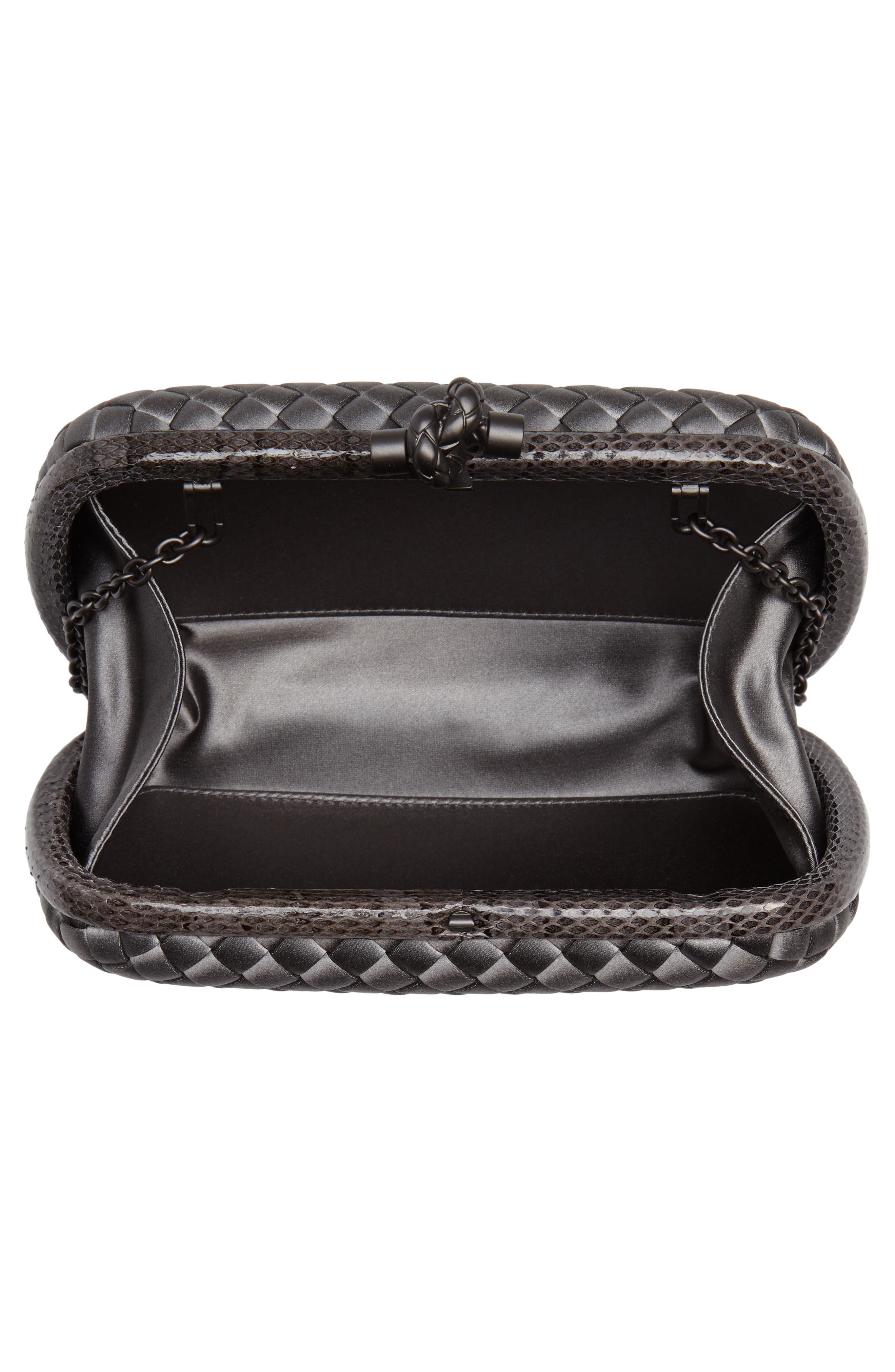 Bottega Veneta New Satin & Genuine Snakeskin Knot Clutch, Alternate, color, 