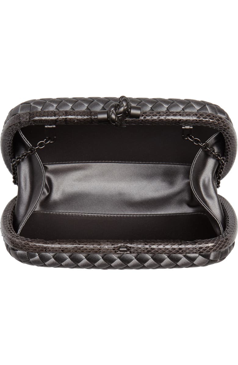Bottega Veneta New Satin & Genuine Snakeskin Knot Clutch, Alternate, color,