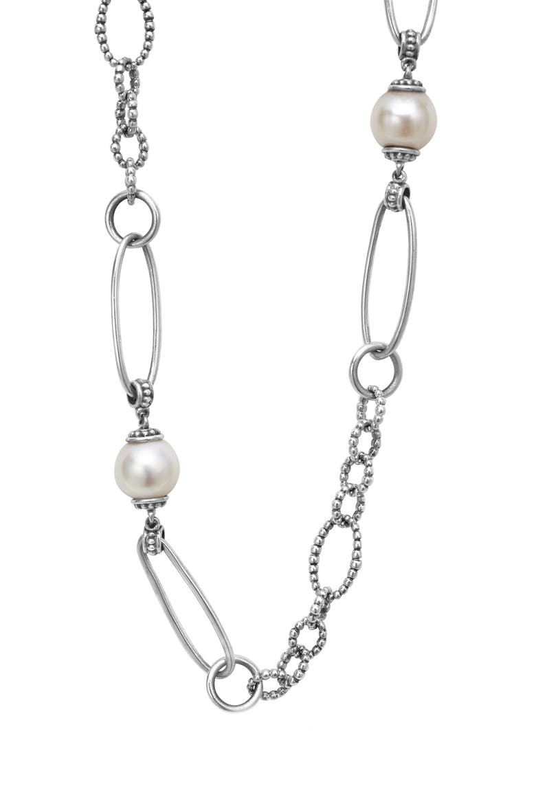 Luna Freshwater Pearl Station Necklace, Alternate, color, GOLD