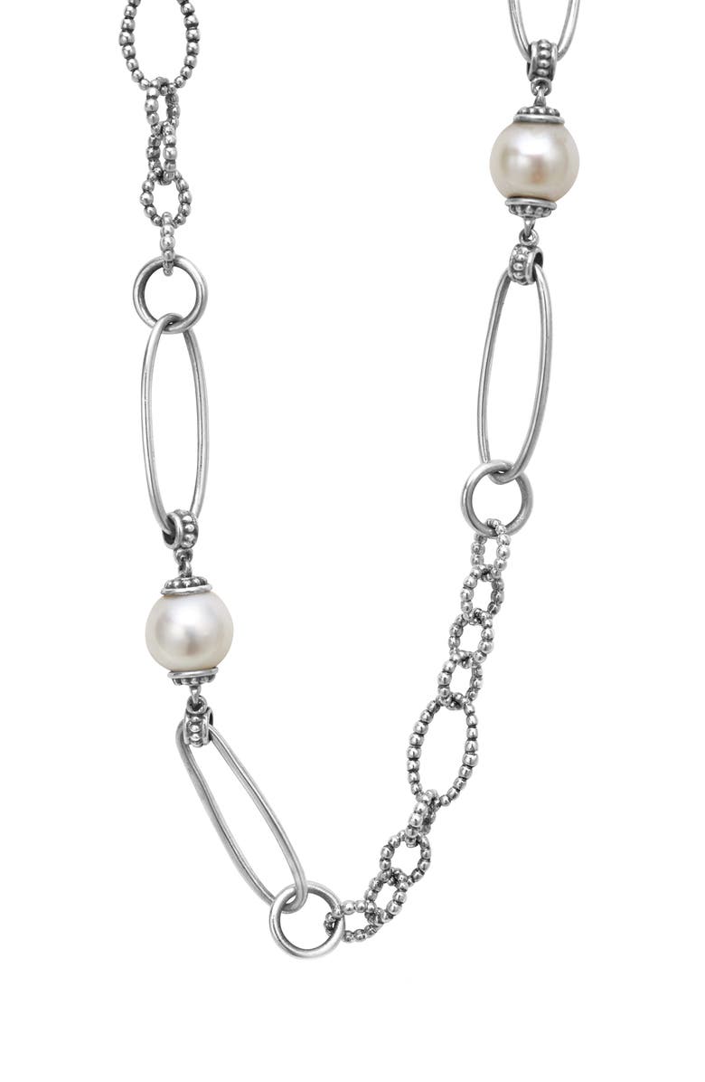 LAGOS Luna Freshwater Pearl Station Necklace, Alternate, color, Gold