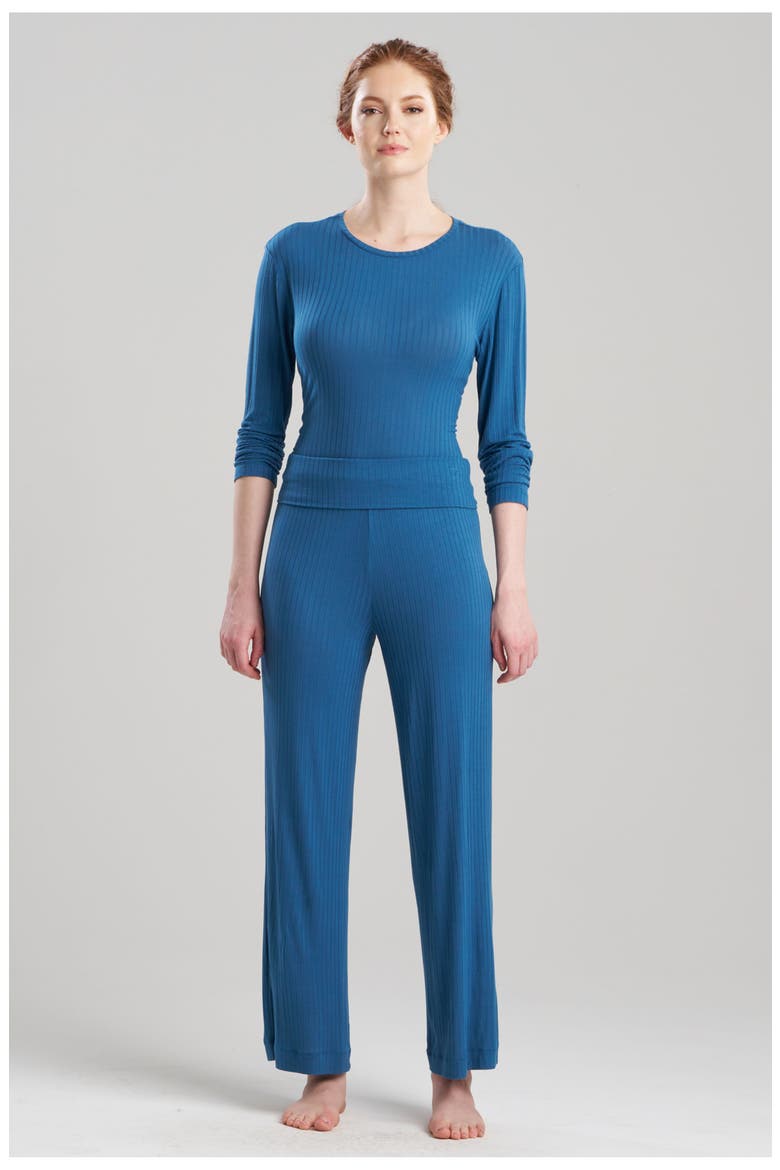 SKYE - RIB Ease Pants, Main, color, MIDNIGHT TEAL