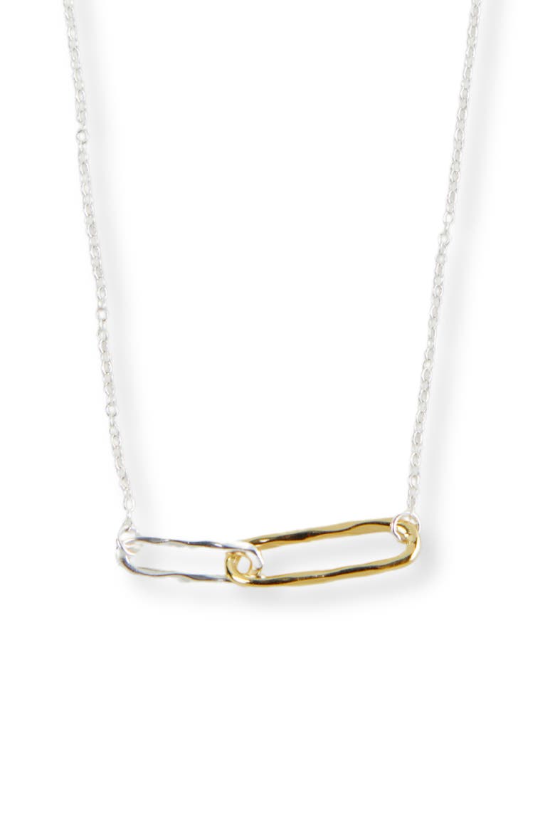 Two-Tone Linked Pendant Necklace, Main, color, GOLD/ SIL