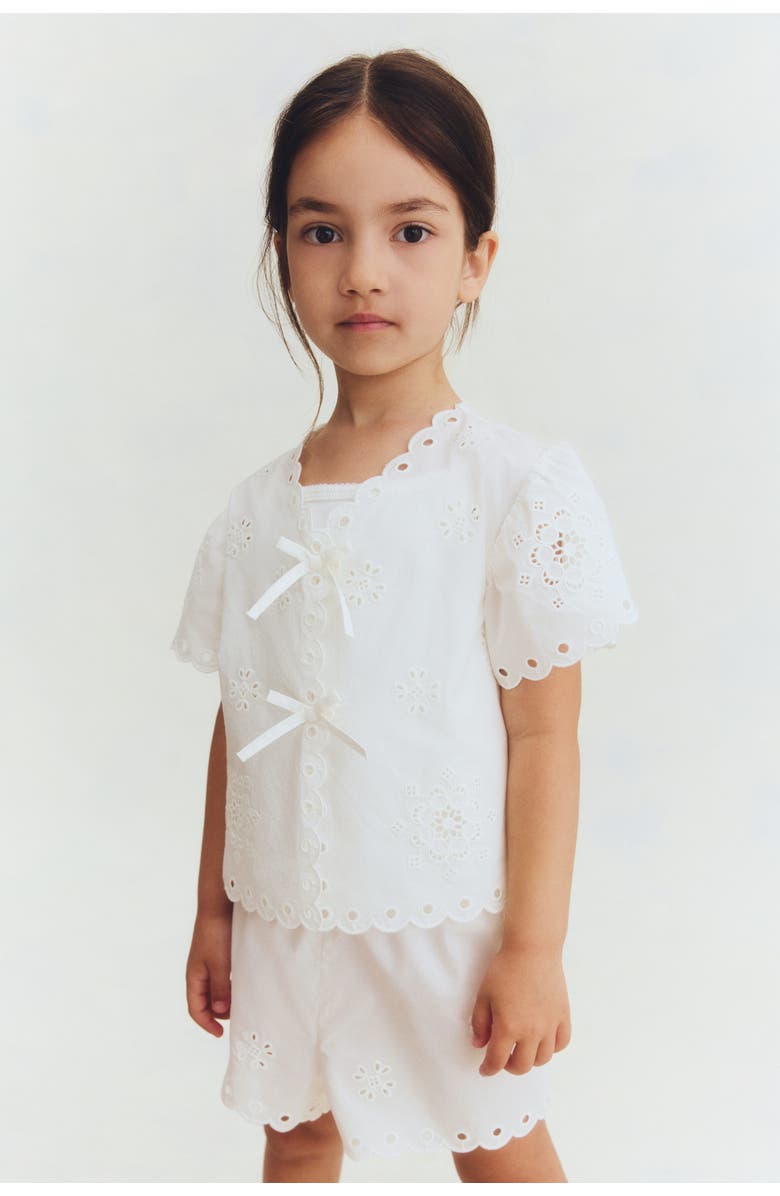 H&M 2-piece Broderie Anglaise Cotton Set, Alternate, color, White