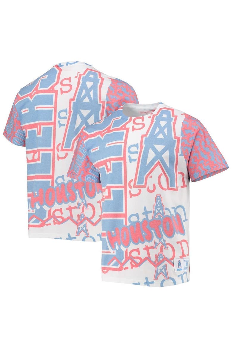 Men's Mitchell & Ness White Houston Oilers Jumbotron 2.0 Sublimated T-Shirt, Alternate, color, White