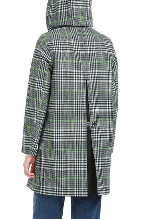 Kate Spade New York Plaid Short Rain Coat In Gray