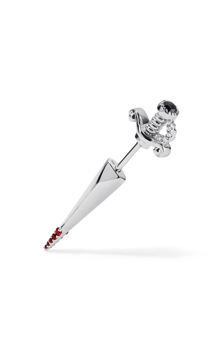 MARIA TASH Black & White Diamond & Ruby Sword Single Stud Earring, Main, color, White Gold
