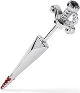 MARIA TASH Black & White Diamond & Ruby Sword Single Stud Earring