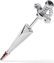 MARIA TASH Black & White Diamond & Ruby Sword Single Stud Earring