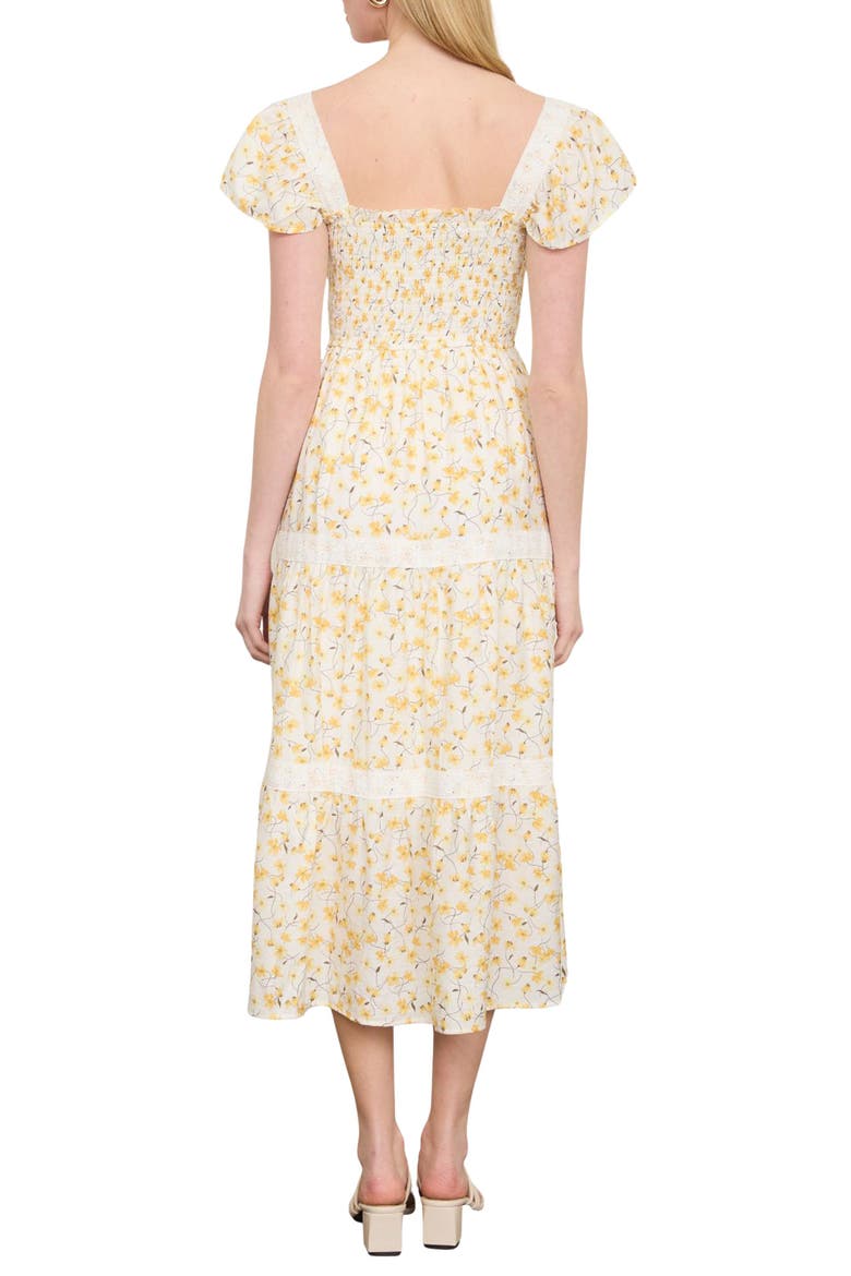 Tiered Midi Dress, Alternate, color, YELLOW MULTI