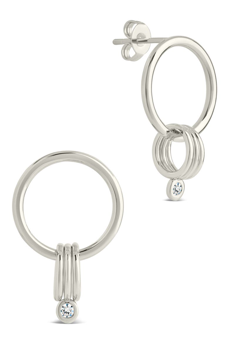 Christabel Trio Circle Drop Frontal Hoop Earrings, Main, color, SILVER