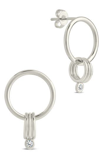 Sterling Forever Christabel Trio Circle Drop Frontal Hoop Earrings In Metallic