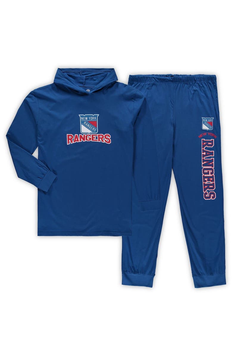 CONCEPTS SPORT Men's Concepts Sport Blue New York Rangers Big & Tall Pullover Hoodie & Joggers Sleep Set, Alternate, color, Blue