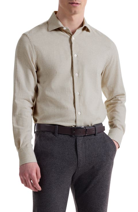 Axel Shaped Fit Micro Gingham Button-Up Shirt