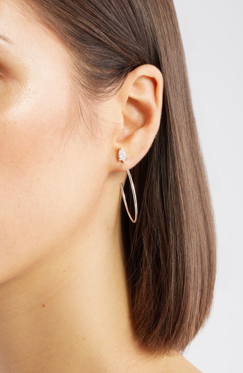 Nordstrom Cubic Zirconia Hoop Earrings, Alternate, color, Clear- Silver