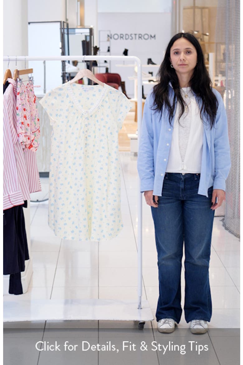 Floral Print Cap Sleeve Cotton Jersey Nightshirt video