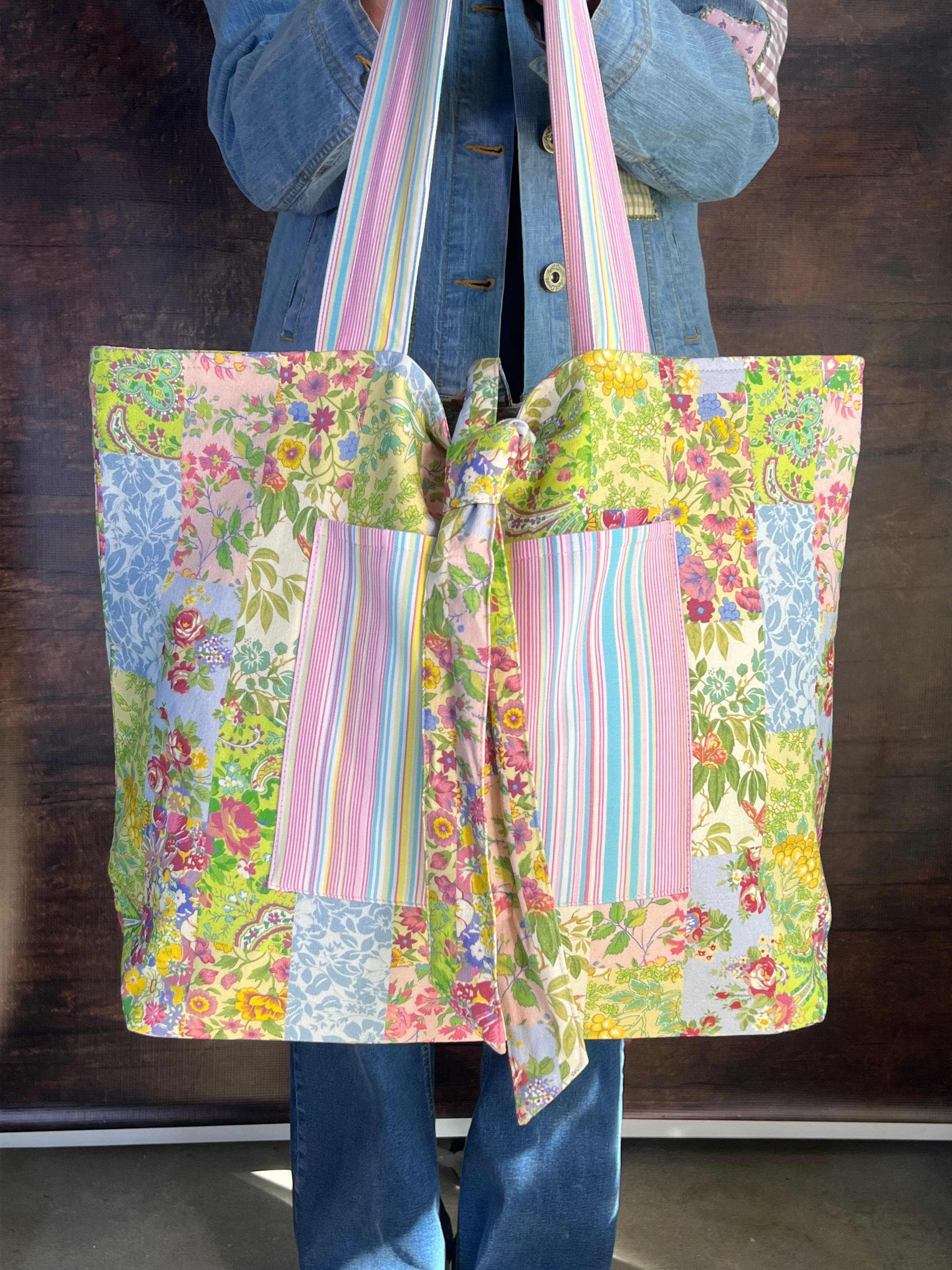 Garden Collage Patchwork Market Tote Bag, Alternate, color, Green
