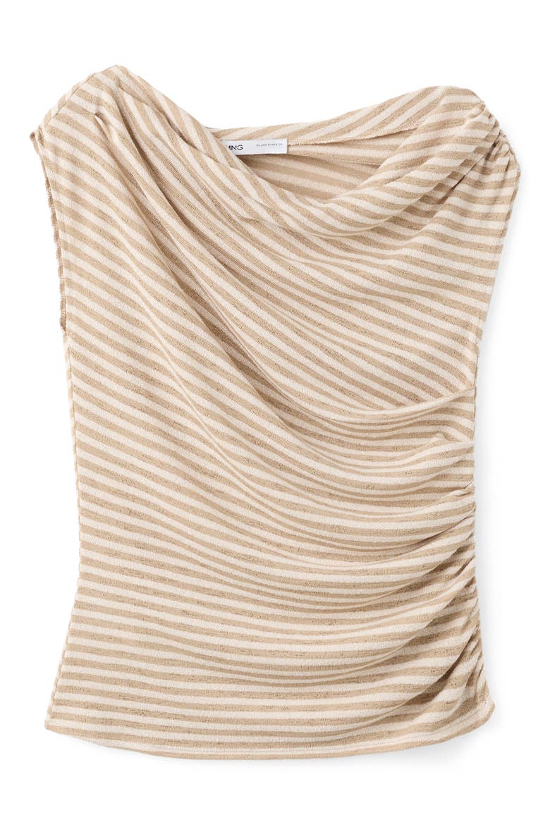 Draped Striped Sleeveless Tee, Alternate, color, ECRU