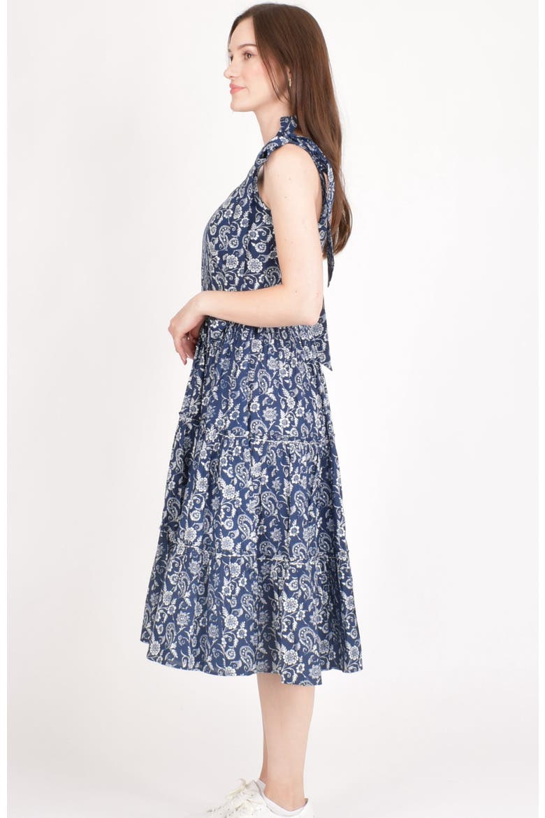 Mila Floral Tiered Midi Dress, Alternate, color, Blue