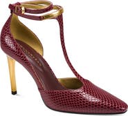 DONNA KARAN Samuel Snakeskin Embossed T-Strap Pump