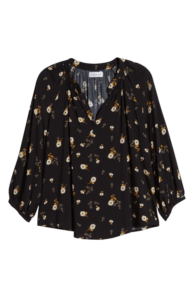 Velvet by Graham & Spencer Floral Split Neck Blouse, Alternate, color, 