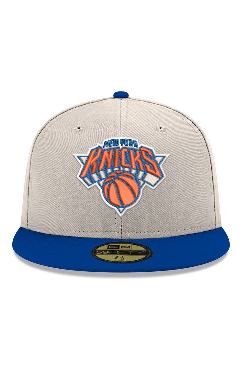 New Era Men's New Era White/Blue New York Knicks Chrome 59FIFTY Fitted Hat, Alternate, color, White