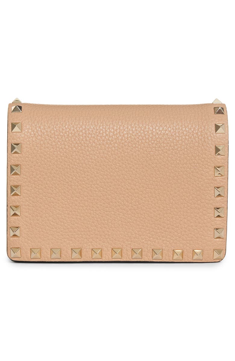 Valentino Garavani Rockstud Leather Wallet on a Chain, Alternate, color, 