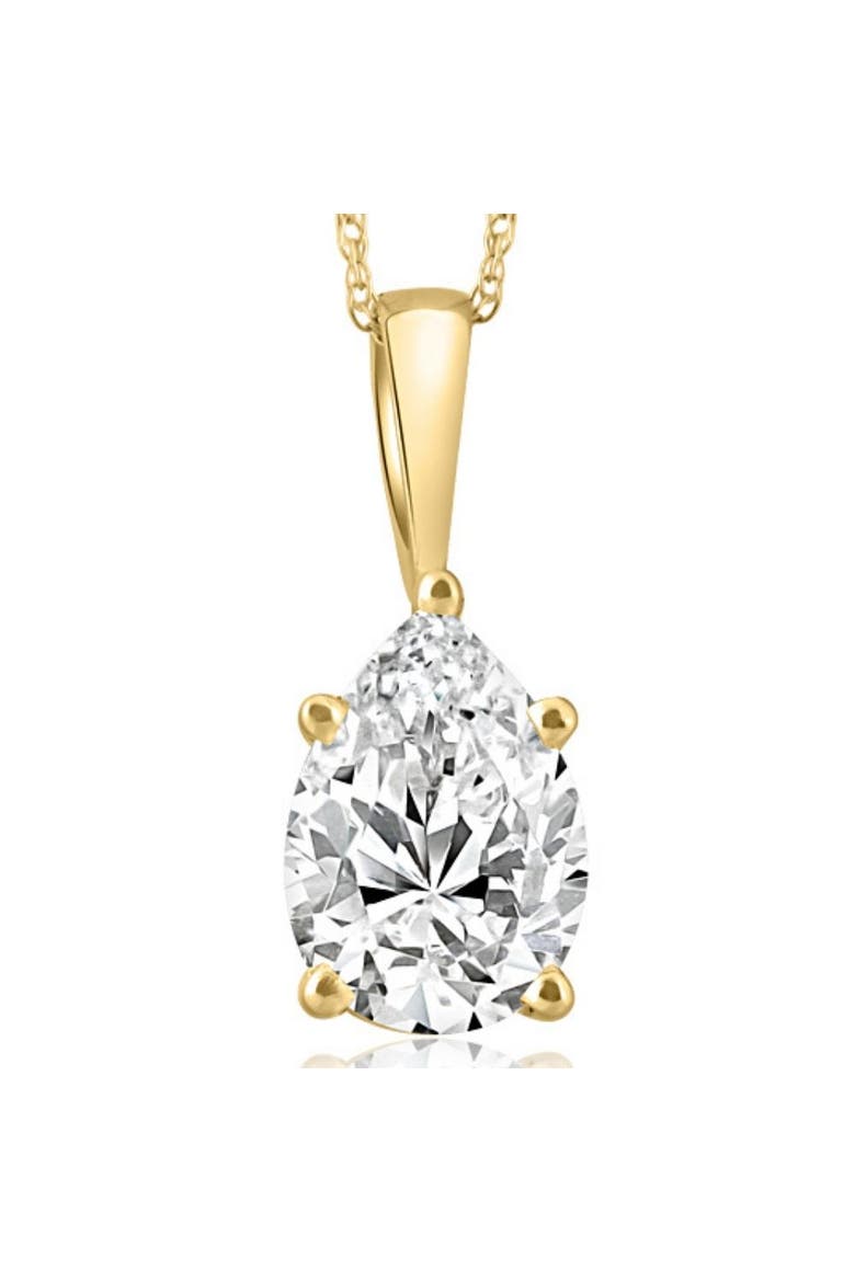 Certified 3Ct Pear Shape Solitaire Lab Grown Diamond Pendant Gold Necklace, Main, color, 14k Yellow Gold