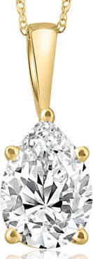 Bliss Diamond Certified 3Ct Pear Shape Solitaire Lab Grown Diamond Pendant Gold Necklace
