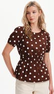 Finery London Raya Polka Dot Cotton Short Sleeve Top