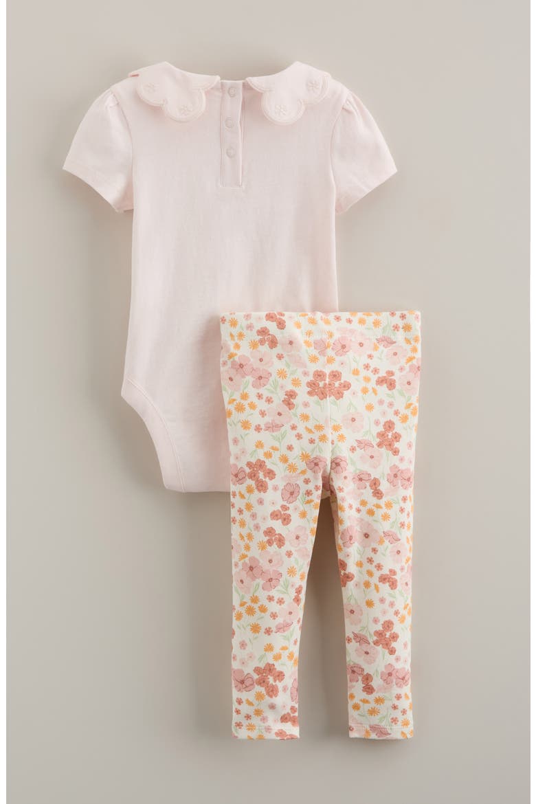 Ruffle Embroidered Collar Bodysuit & Leggings, Alternate, color, IVORY POPPY GARDEN- PINK