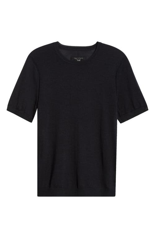 Rag & Bone Aulton Short Sleeve Wool Blend Sweater In Black