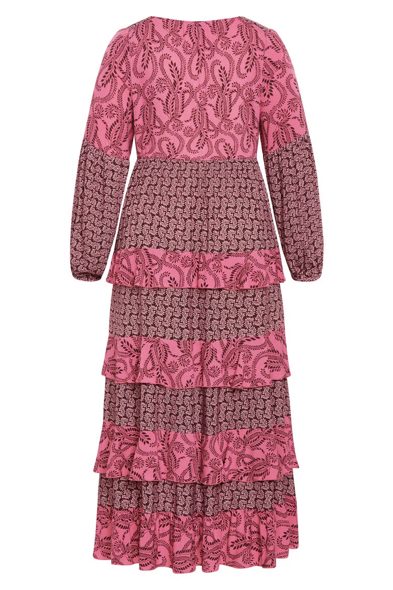 Clementine Long Sleeve Tiered Maxi Dress, Alternate, color, PINK PRINT