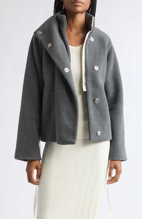 High Collar Raglan Fleece Jacket