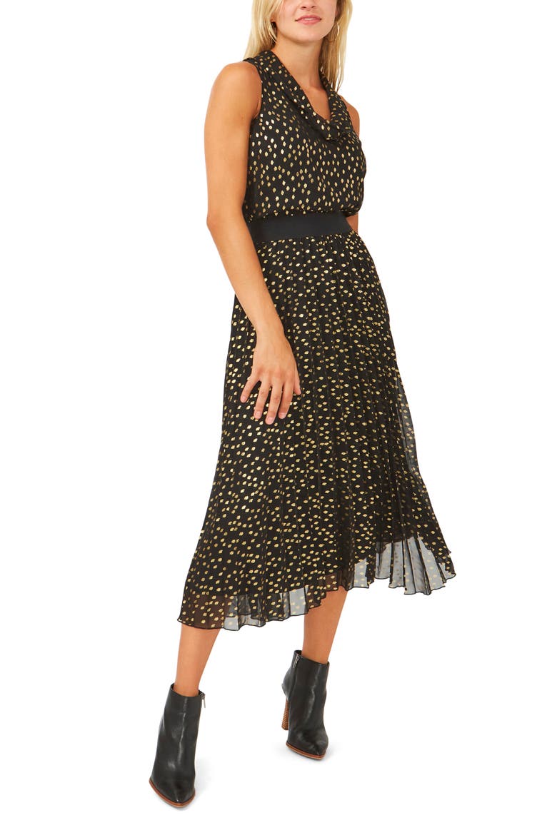 Foil Dot Chiffon Skirt, Alternate, color, RICH BLACK