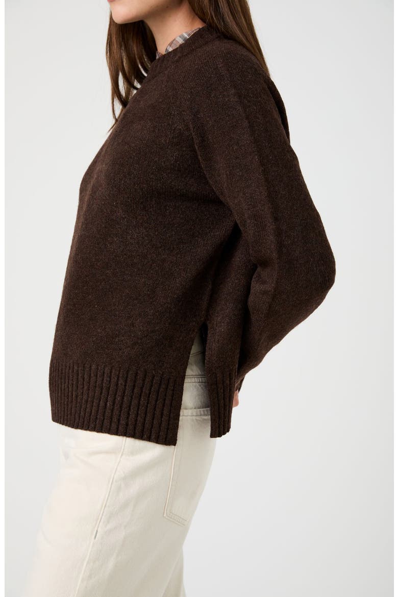 Cosy Crewneck Pullover, Alternate, color, DARK BROWN
