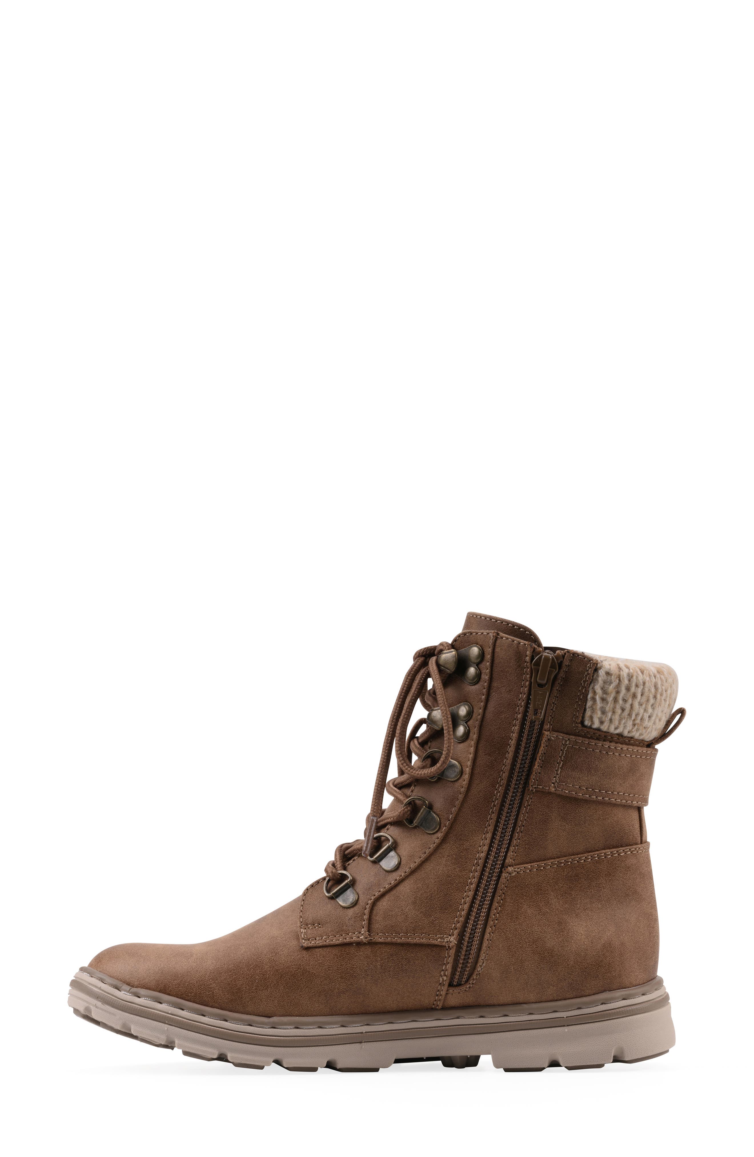 CLIFFS BY WHITE MOUNTAIN Kimmie Knit Cuff Side Zip Boot, Alternate, color, Tan Fabric