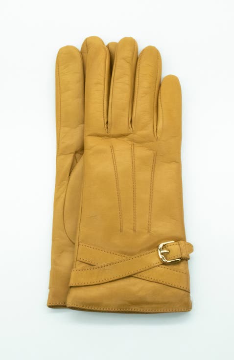 Belted leather gloves
