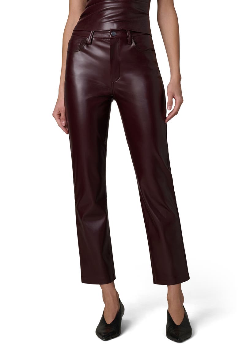 Lyra Slim Ankle Faux Leather Pants, Main, color, CABERNET