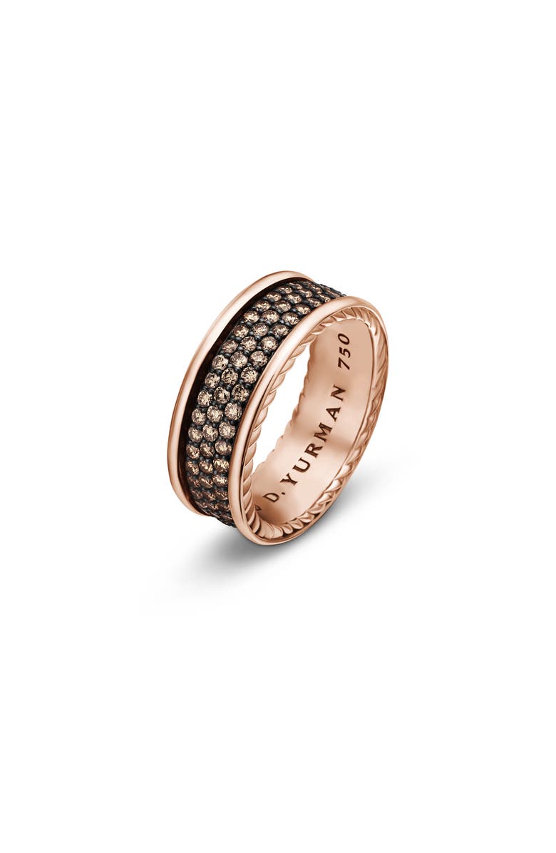 David Yurman Band Ring in 18K Yellow Gold with Black Titanium, Alternate, color, Rose Gold/ Cognac Diamond