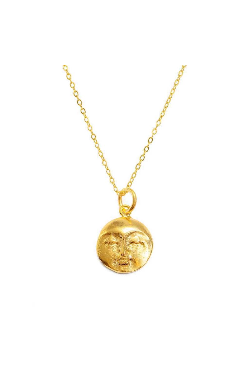 Ottoman Hands Moon Face Pendant Necklace, Main, color,