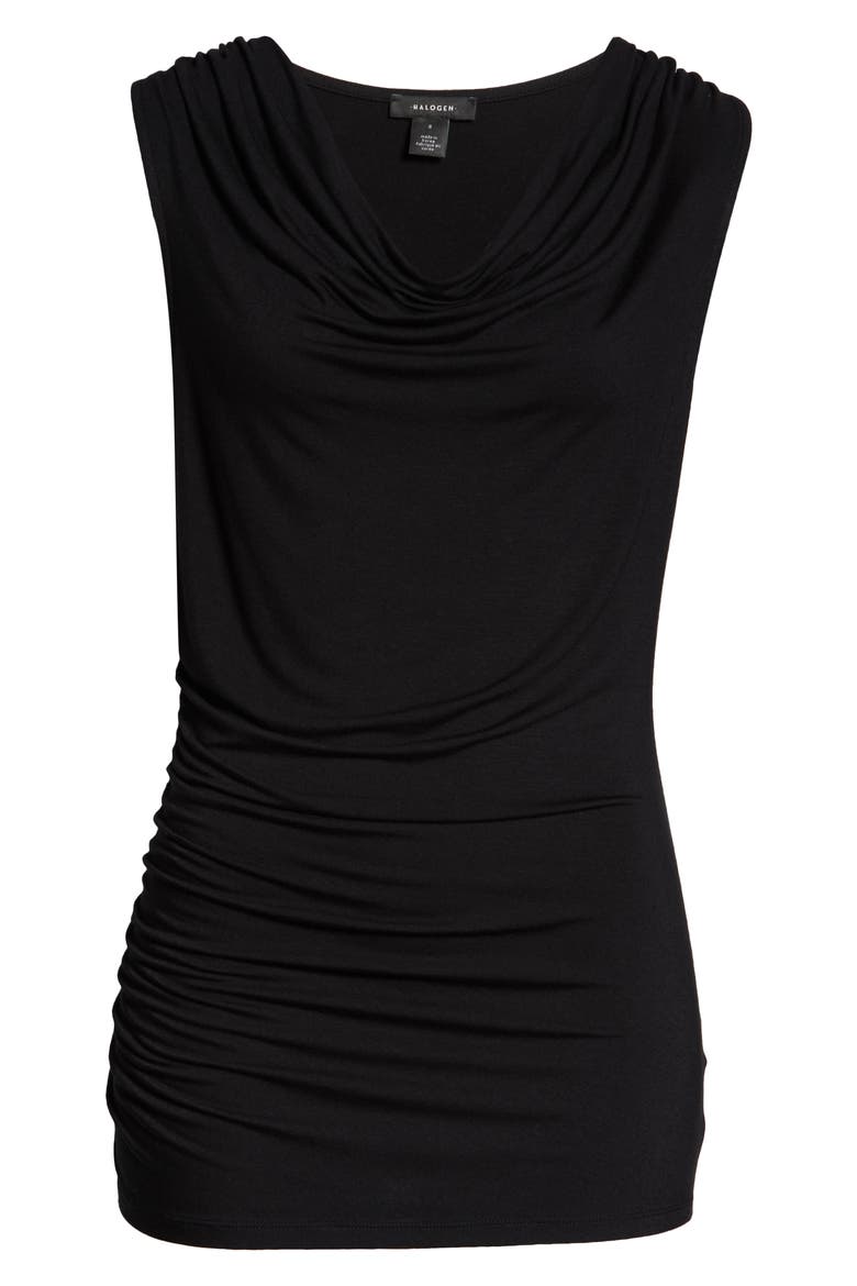 Cowl Neck Shell, Alternate, color, BLACK