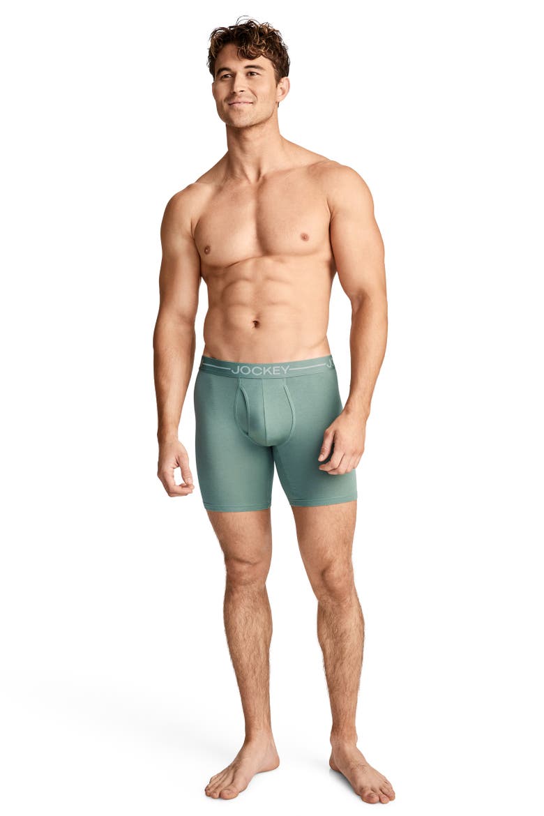Mens Organic Cotton Stretch 6.5" Boxer Brief - 3 Pack, Alternate, color, Evergreen Mist