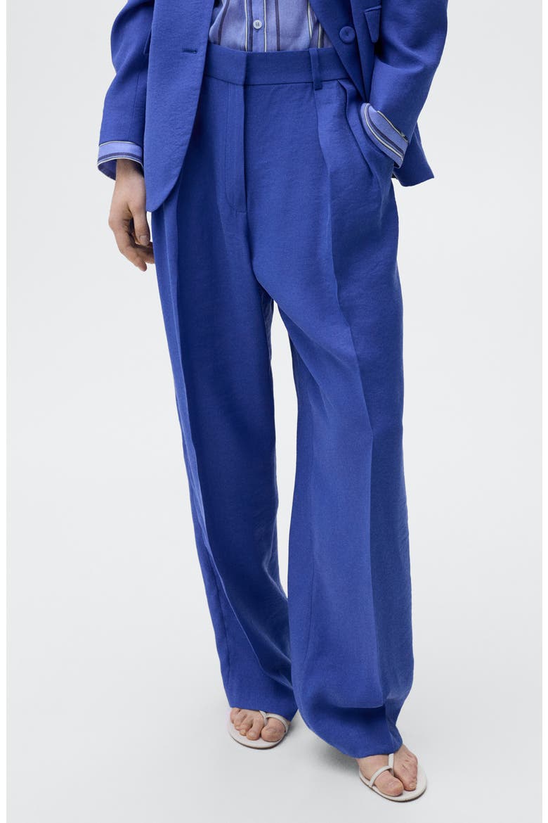 Pleat Front Wide Leg Suit Pants, Main, color, BLUE