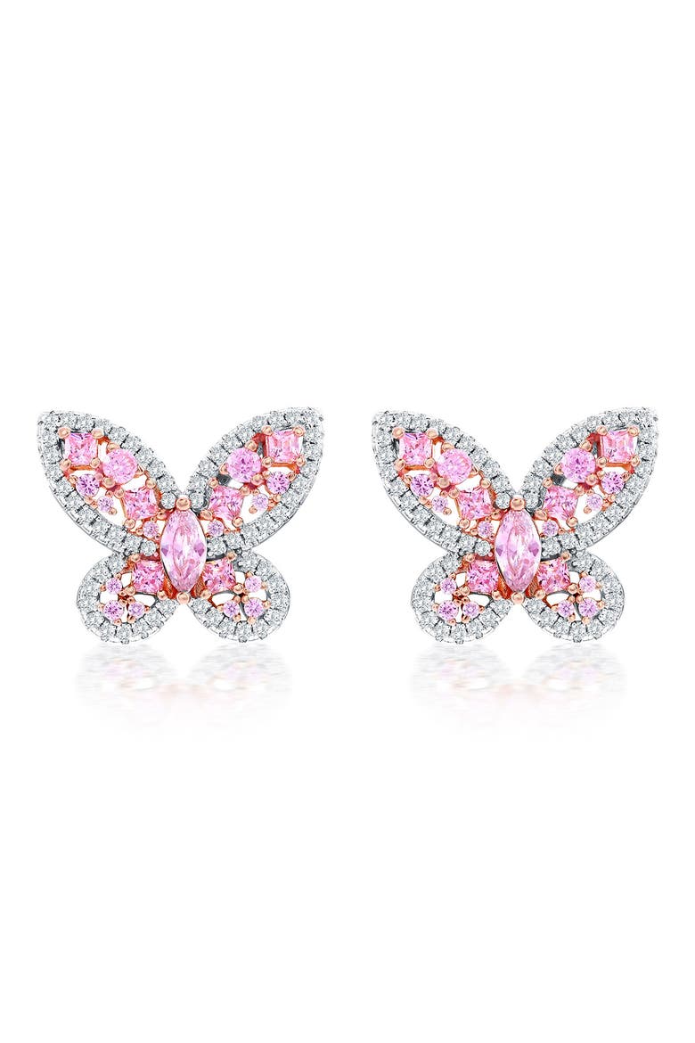 Pavé Butterfly Stud Earrings, Main, color, PINK