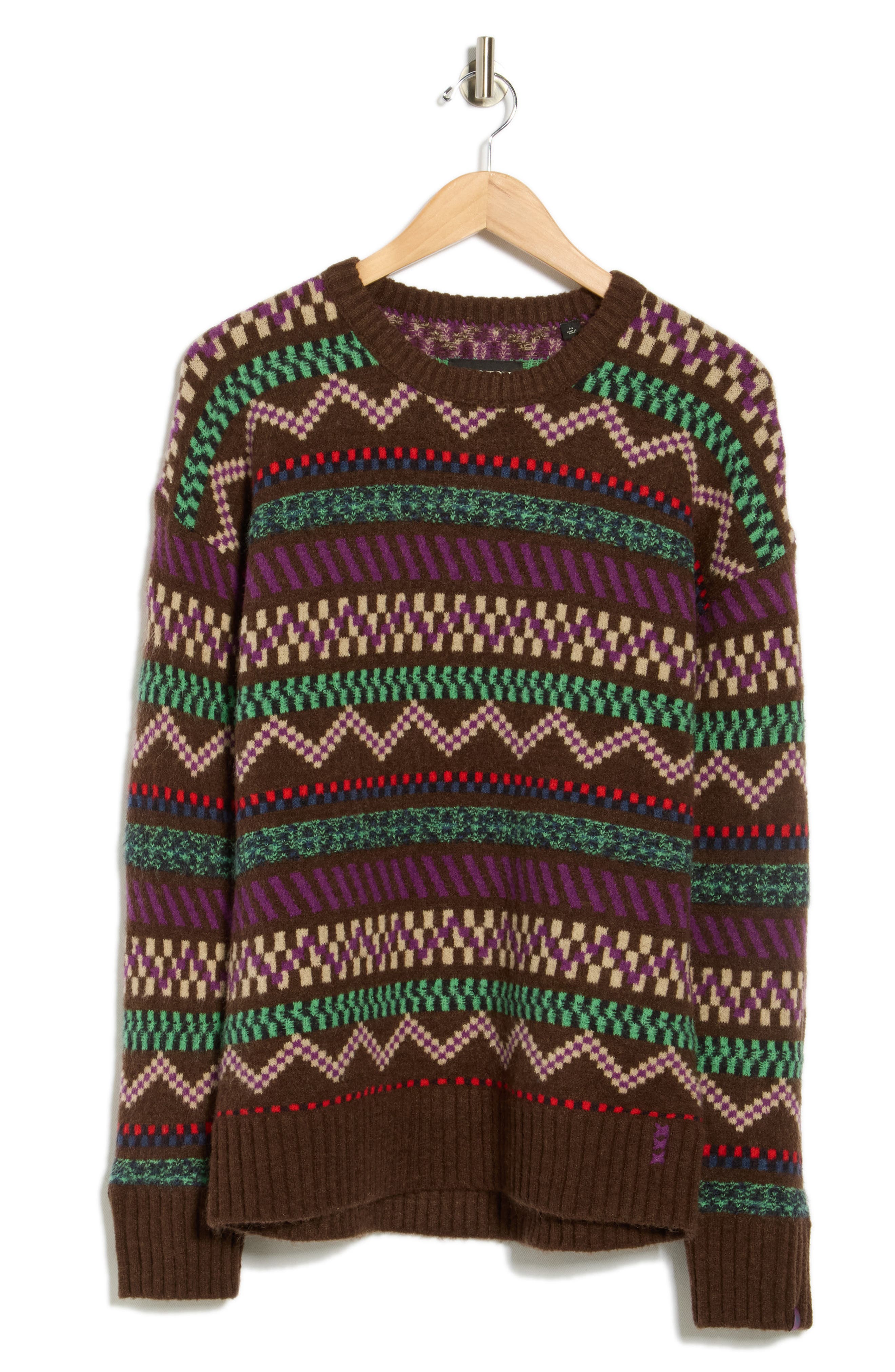 Scotch & Soda Jacquard Drop Shoulder Crewneck Sweater