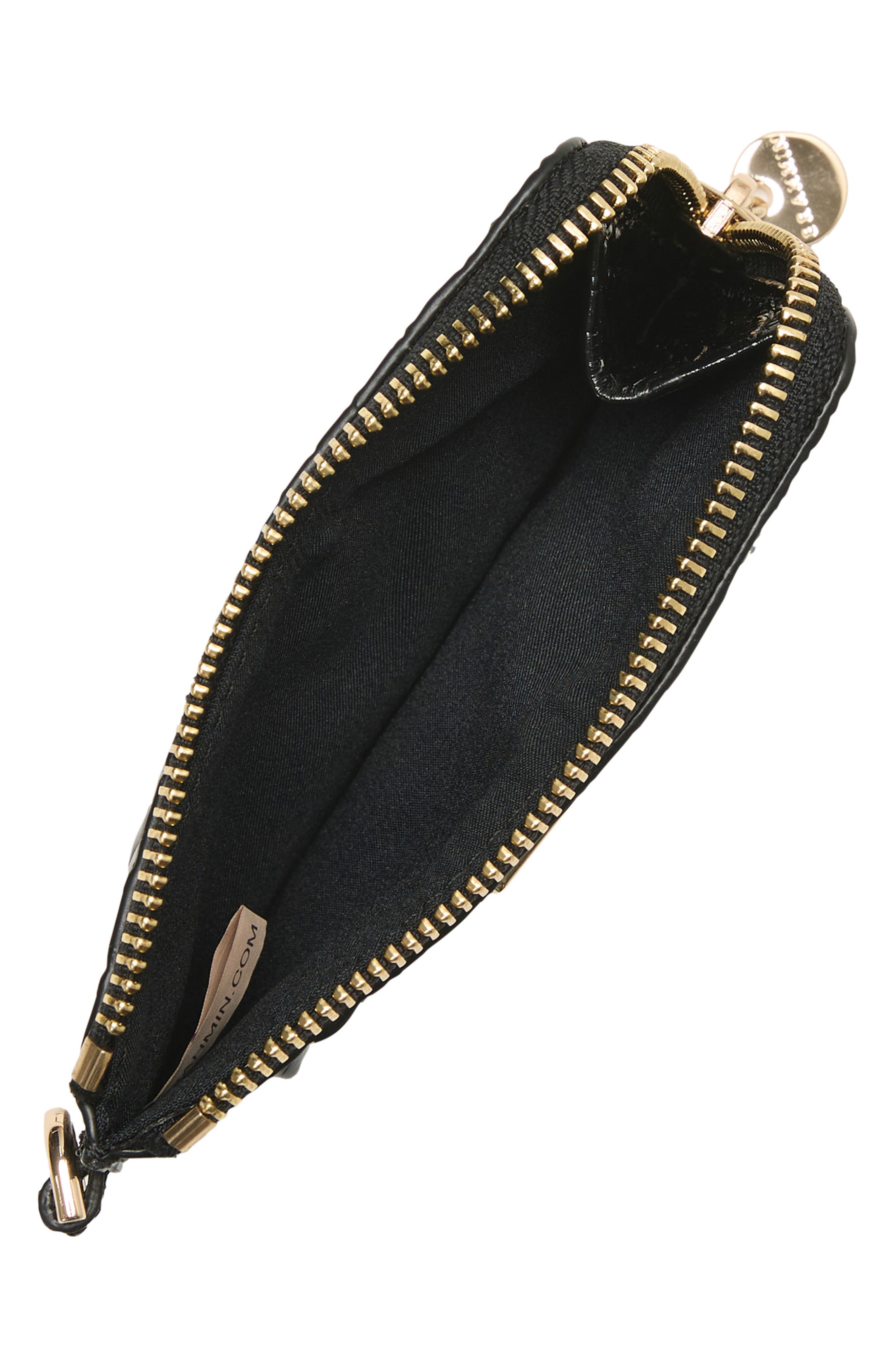 Esther Croc Embossed Leather Pouch, Alternate, color, BLACK