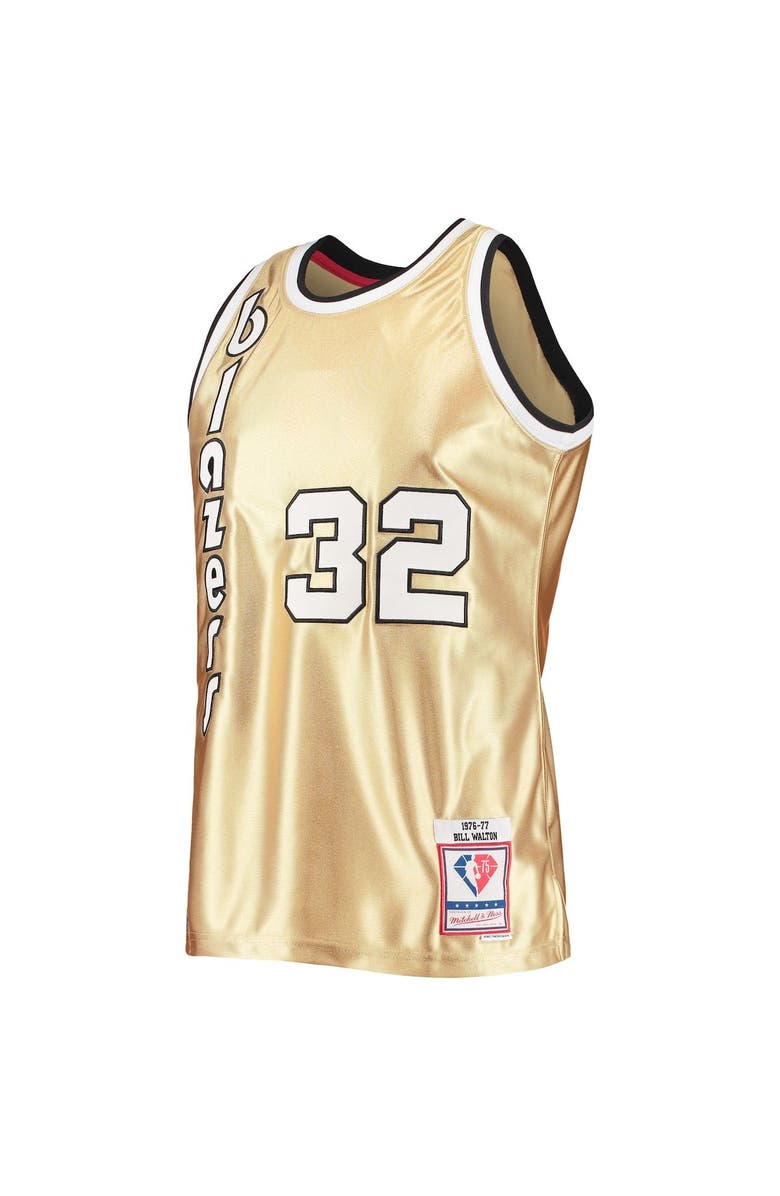 Mitchell & Ness Men's Mitchell & Ness Bill Walton Gold Portland Trail Blazers 75th Anniversary 1976/77 Hardwood Classics Swingman Jersey, Alternate, color, 