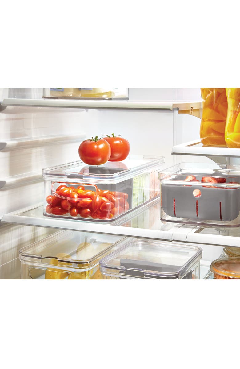 iDesign 6-Piece Fridge Organizer Bins with Dividers - Clear/Gray, Alternate, color, Gray