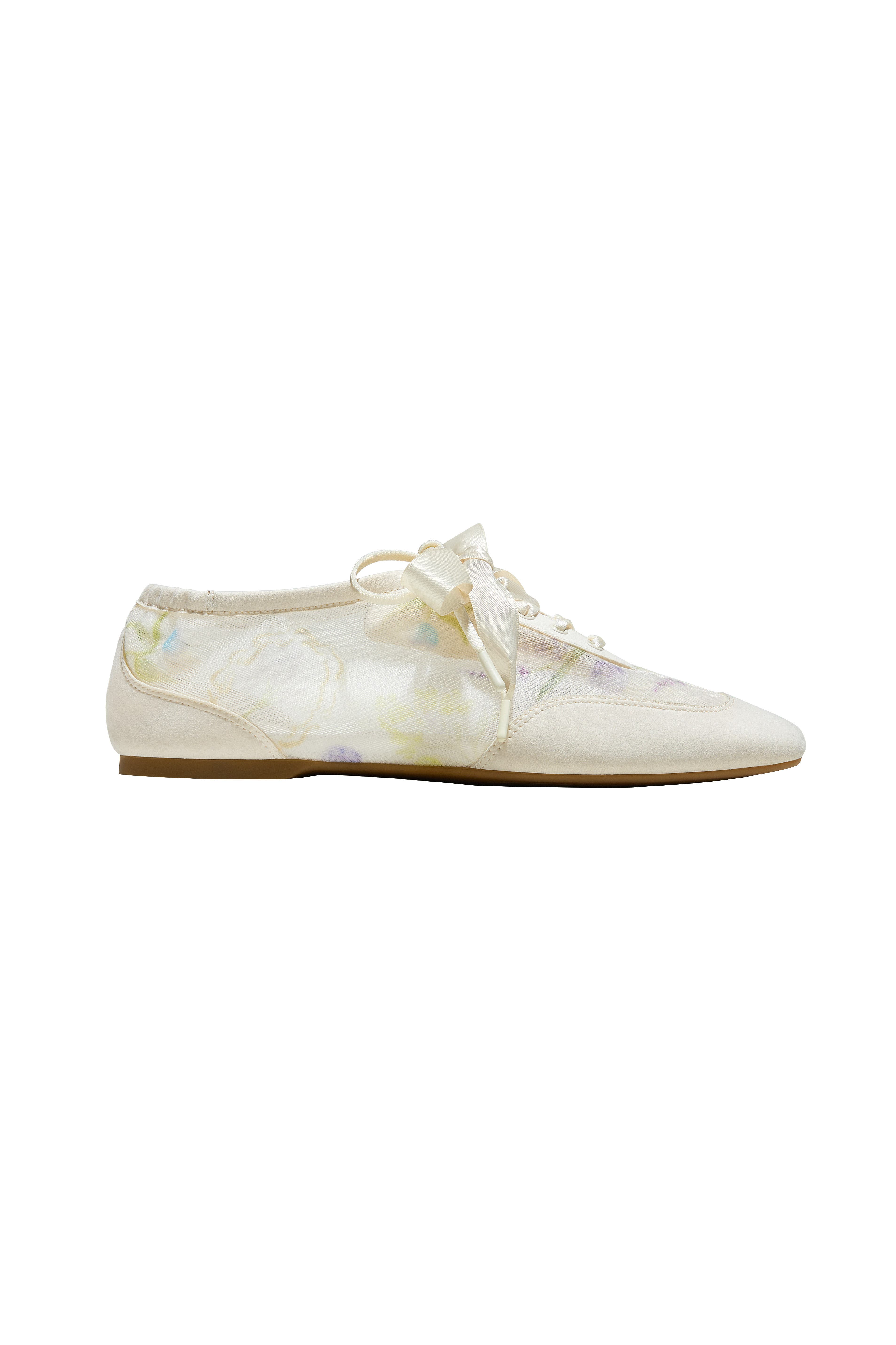Healing Garden | Cristina Square-Toe Lace-Up Sneakerinas, Alternate, color, CREAM-FRENCH FLORAL PNT