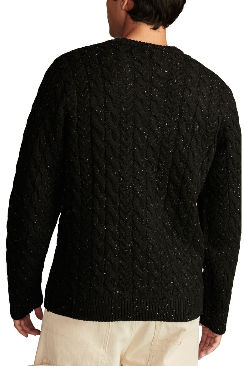 Cable Crewneck Sweater, Alternate, color, DARK BLACK